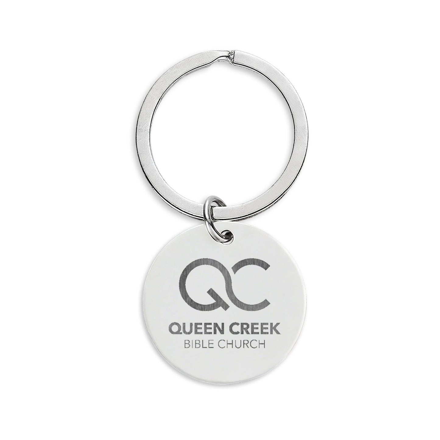 Engraved Round Stainless Steel Keychain – QC  Bible Logo