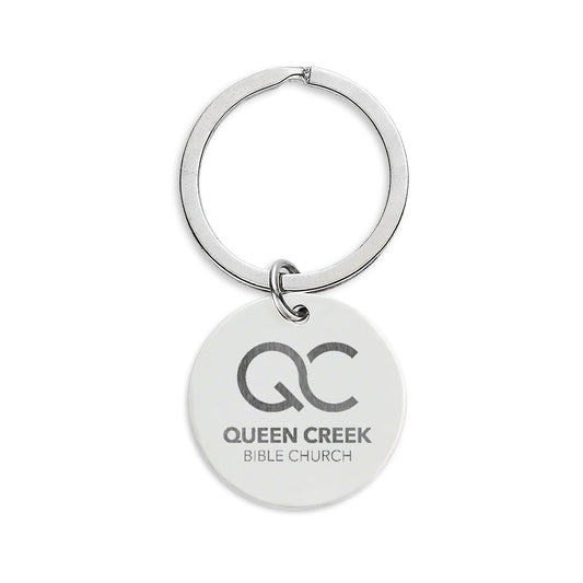 Engraved Round Stainless Steel Keychain – QC  Bible Logo