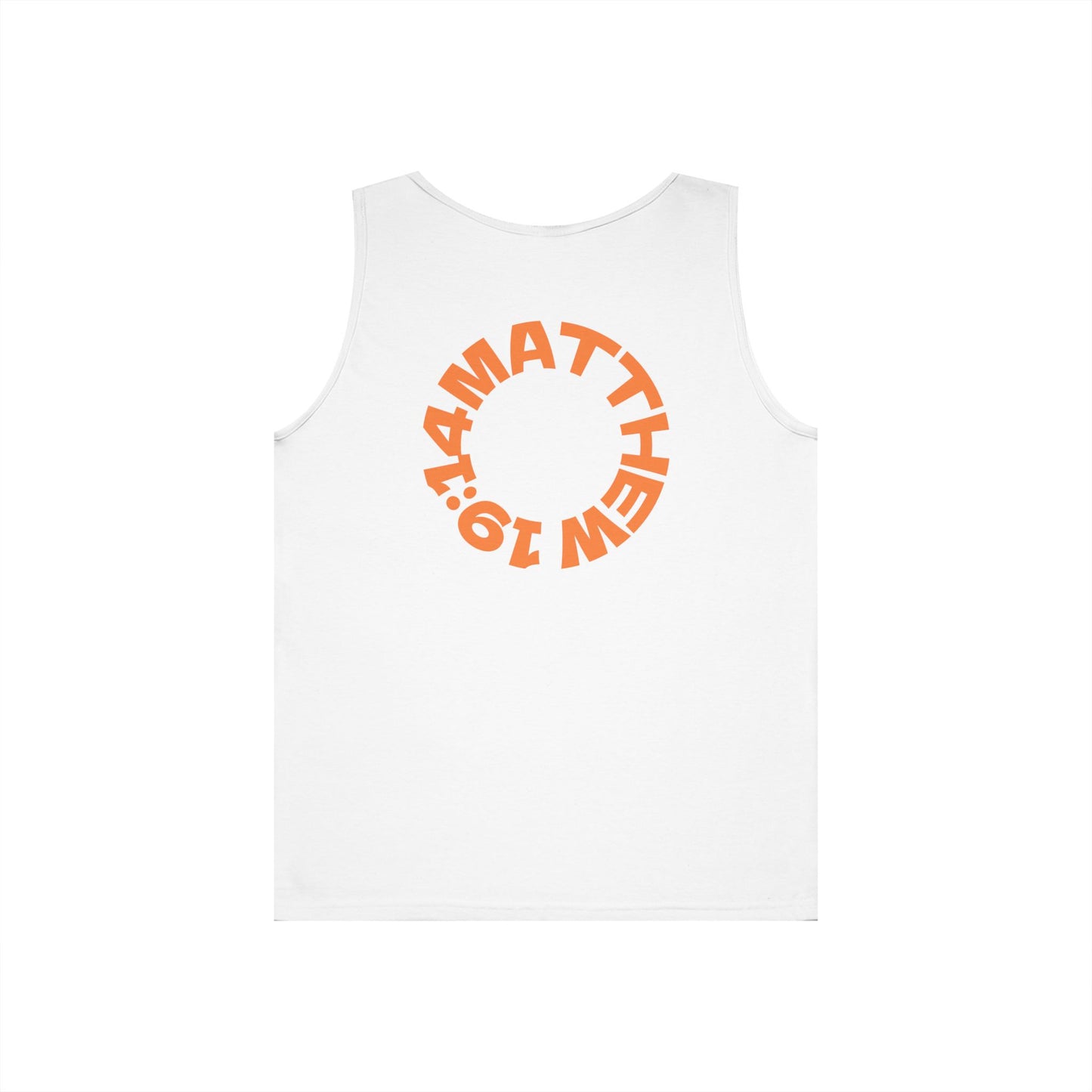 Kids! Orange Logo Tank Top — Youth Graphic Church / Matthew 19:14 Circle Back Print
