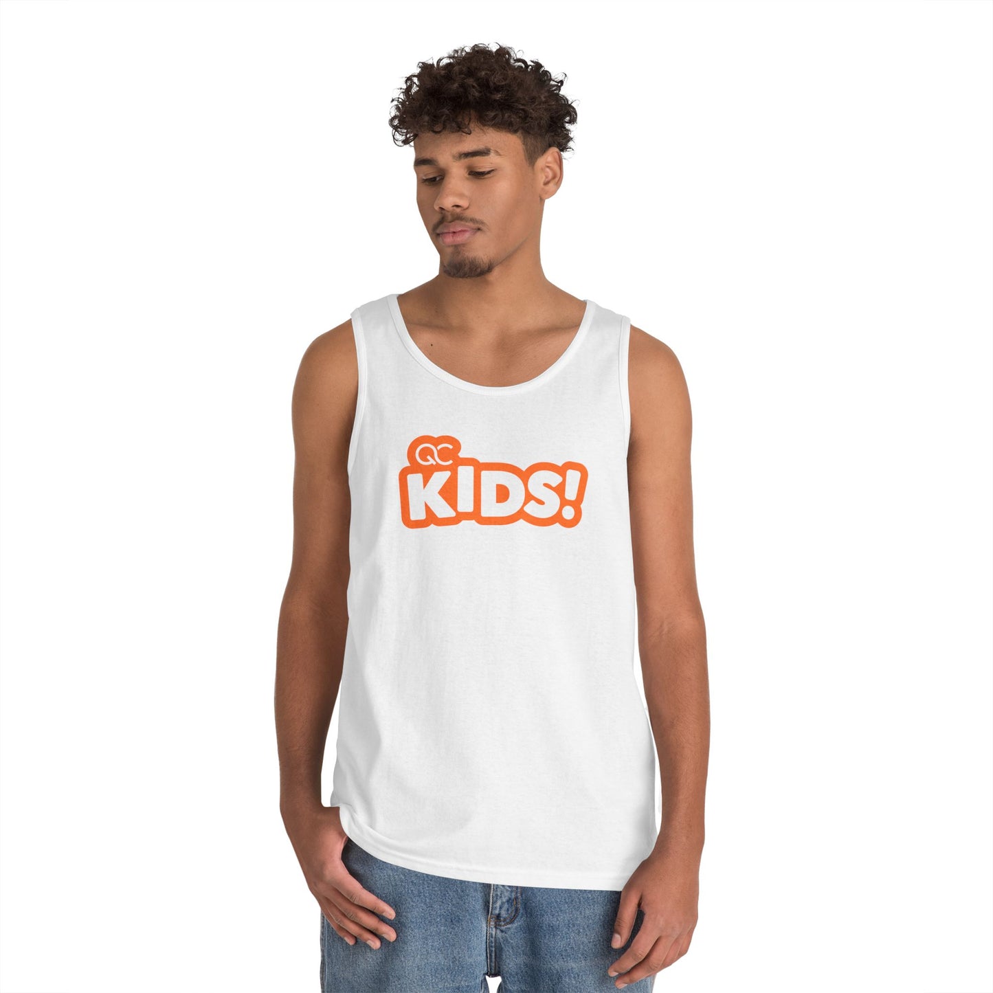 Kids! Orange Logo Tank Top — Youth Graphic Church / Matthew 19:14 Circle Back Print