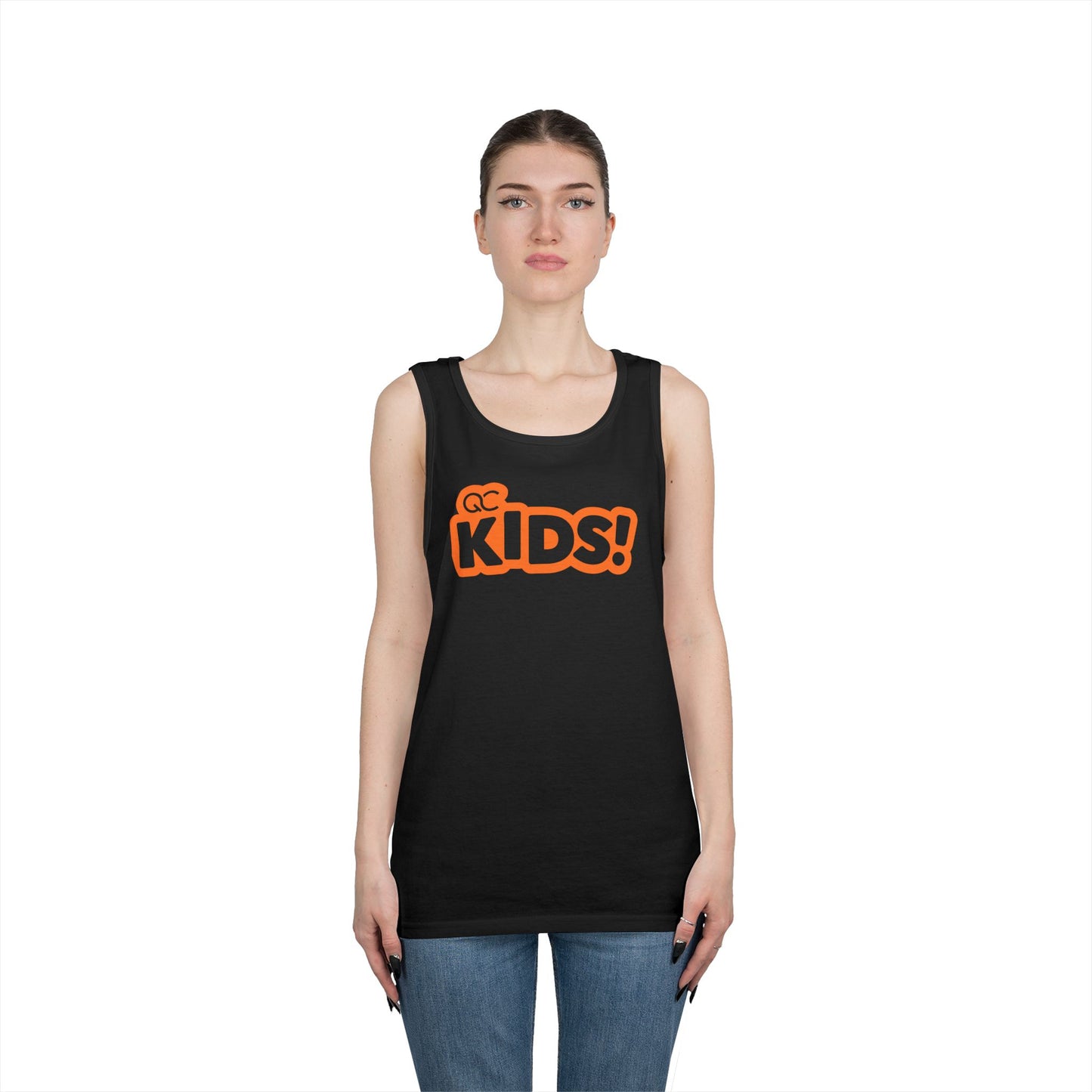 Kids! Orange Logo Tank Top — Youth Graphic Church / Matthew 19:14 Circle Back Print