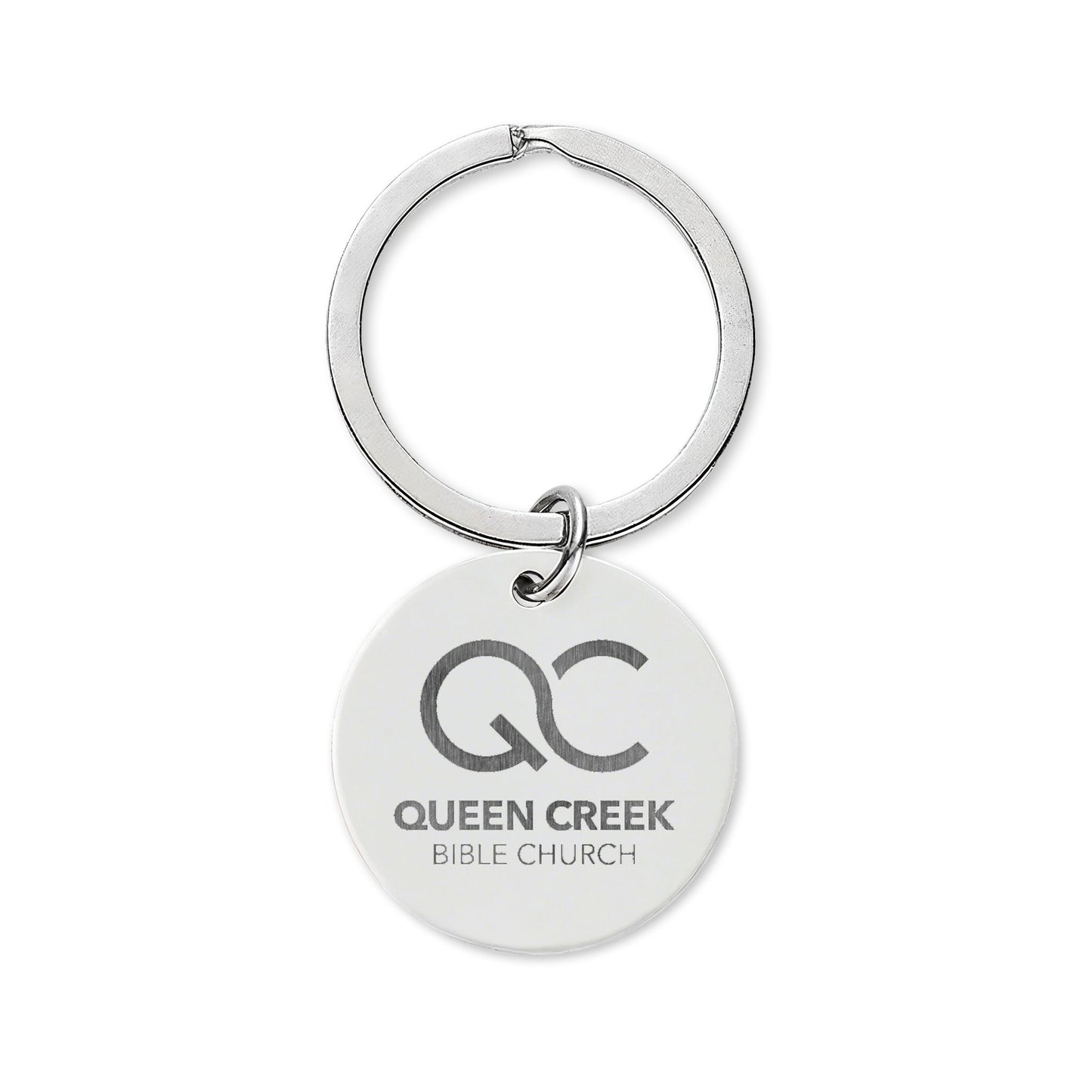 Engraved Round Stainless Steel Keychain – QC  Bible Logo