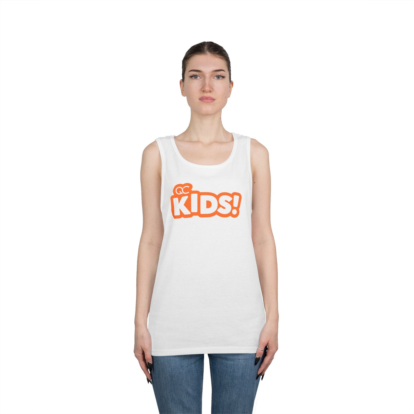 Kids! Orange Logo Tank Top — Youth Graphic Church / Matthew 19:14 Circle Back Print